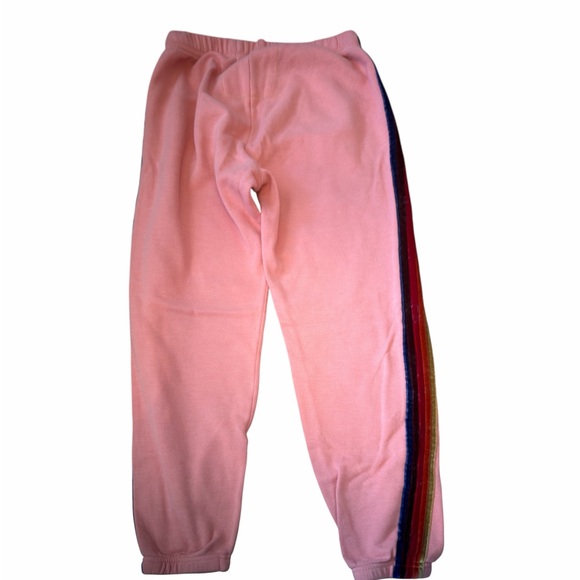 Aviator Nation Pink Joggers with Rainbow Velvet Stripes - Picture 3 of 6